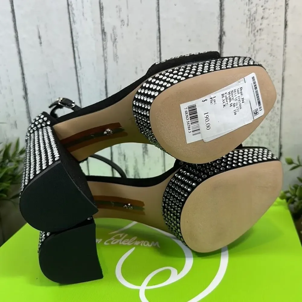 Sam Edelman Black Platform Sandals with Silver Studs